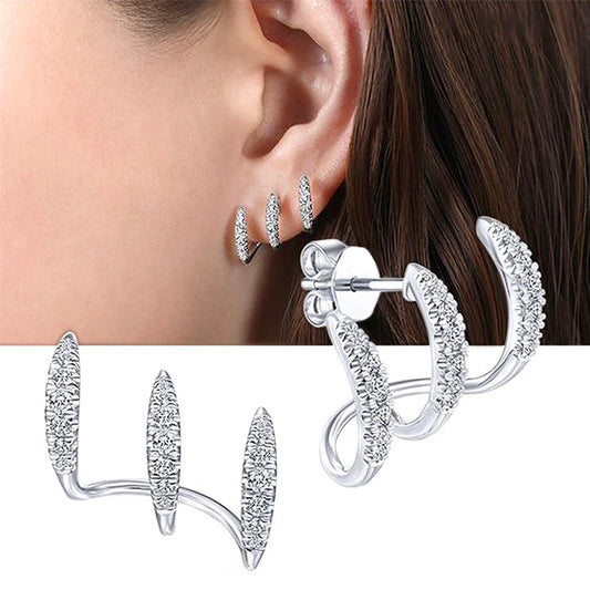 Huitan Silver Color Claws Stud Earrings