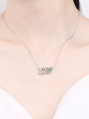 Moissanite Sterling 925 Silver GRA Certified Love Heart Valentine's Pendant Necklace for Women Jewelry