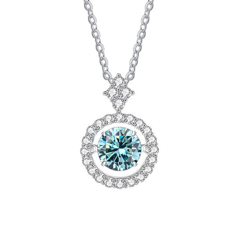 JoyceJelly 1CT Moissanite Diamond Necklace S925 Sterling Silver Beating Heart Pendant Clavicle Chain VVS D Color 3EX Cut Round
