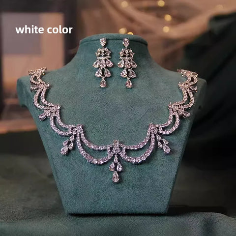 Bridal necklace High quality jewelry Light luxe zircon dress accessories Jewelry earrings set ornaments